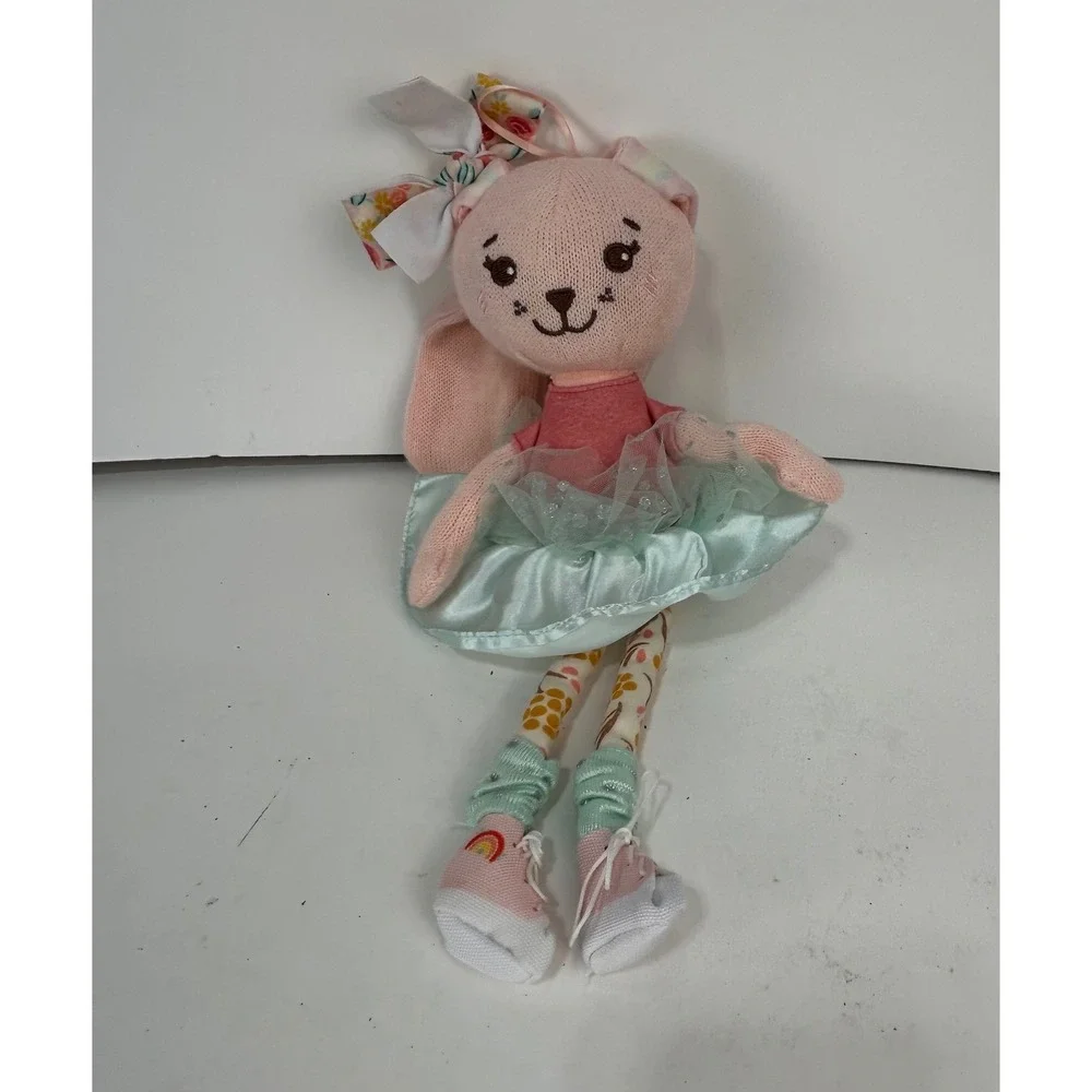 Sunny Days Entertainment Pink Knit Bunny Doll Mint Green Tutu Rainbow Shoes Plus